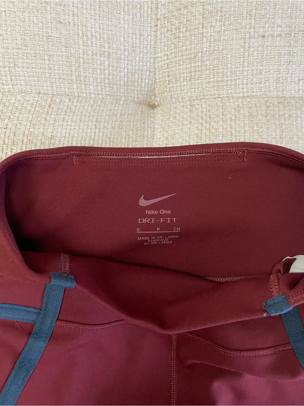 Nike High Rise 7/8 Legging Burgundy Navy Stripe Piping